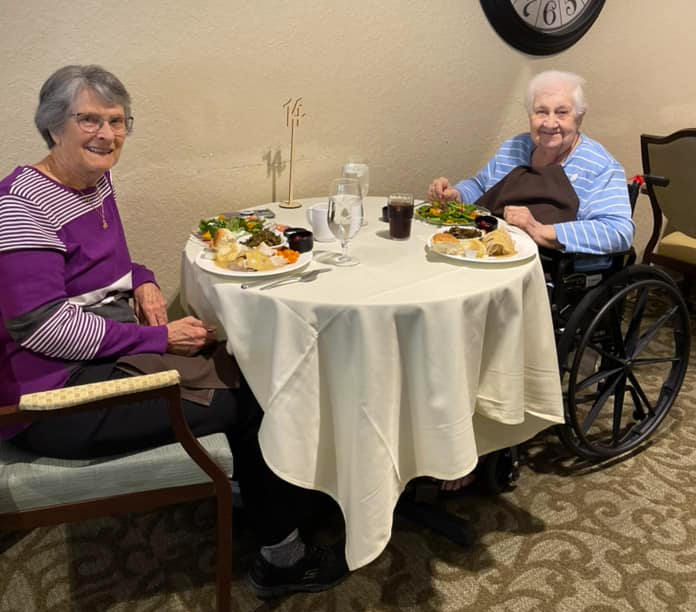 suitemates enjoying a meal at Twin Creeks Assisted Living and Memory Care