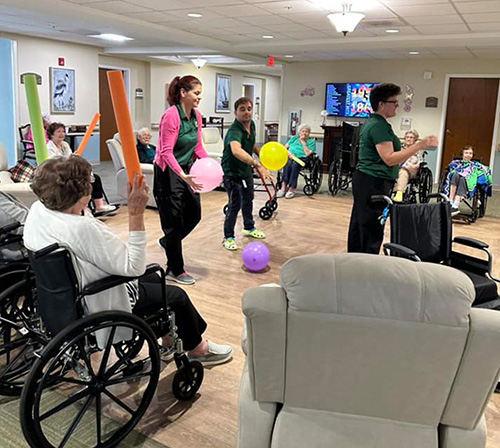 memory care community using pool noodles