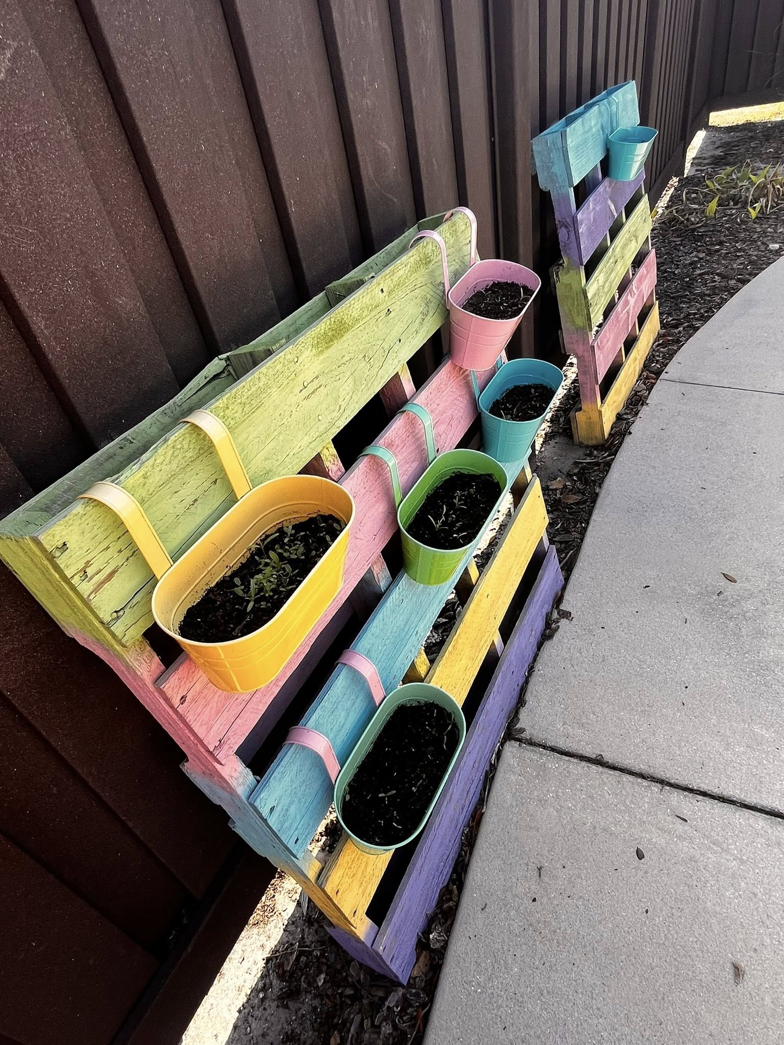 Vertical garden in pastels