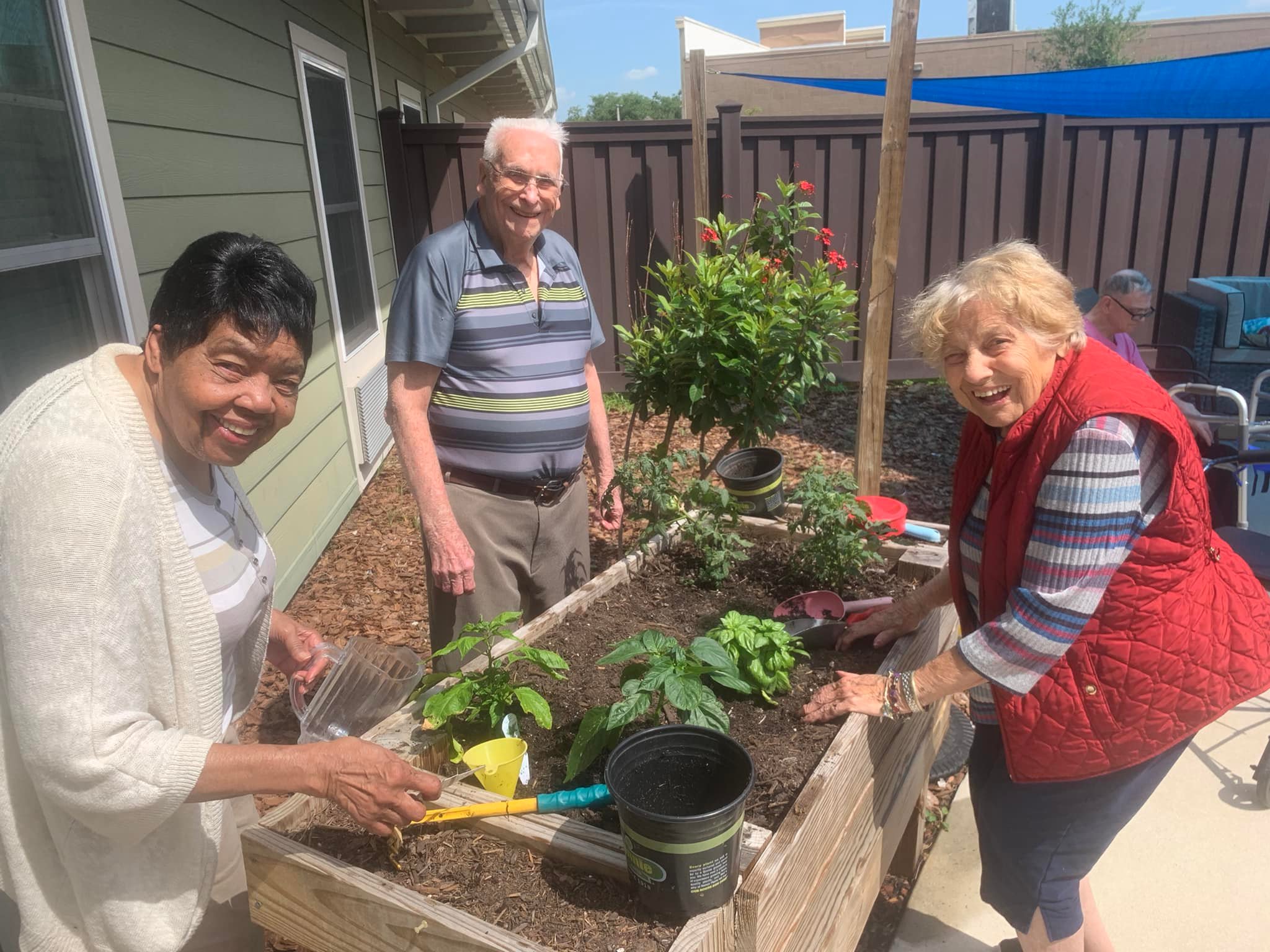 Residents working in the garden
